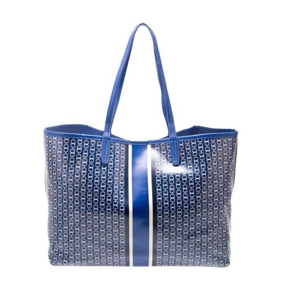 Tory Burch Blue Gemini Link Gold-tone Hardware XL Tote (TBXX116) - Picture 3 of 5